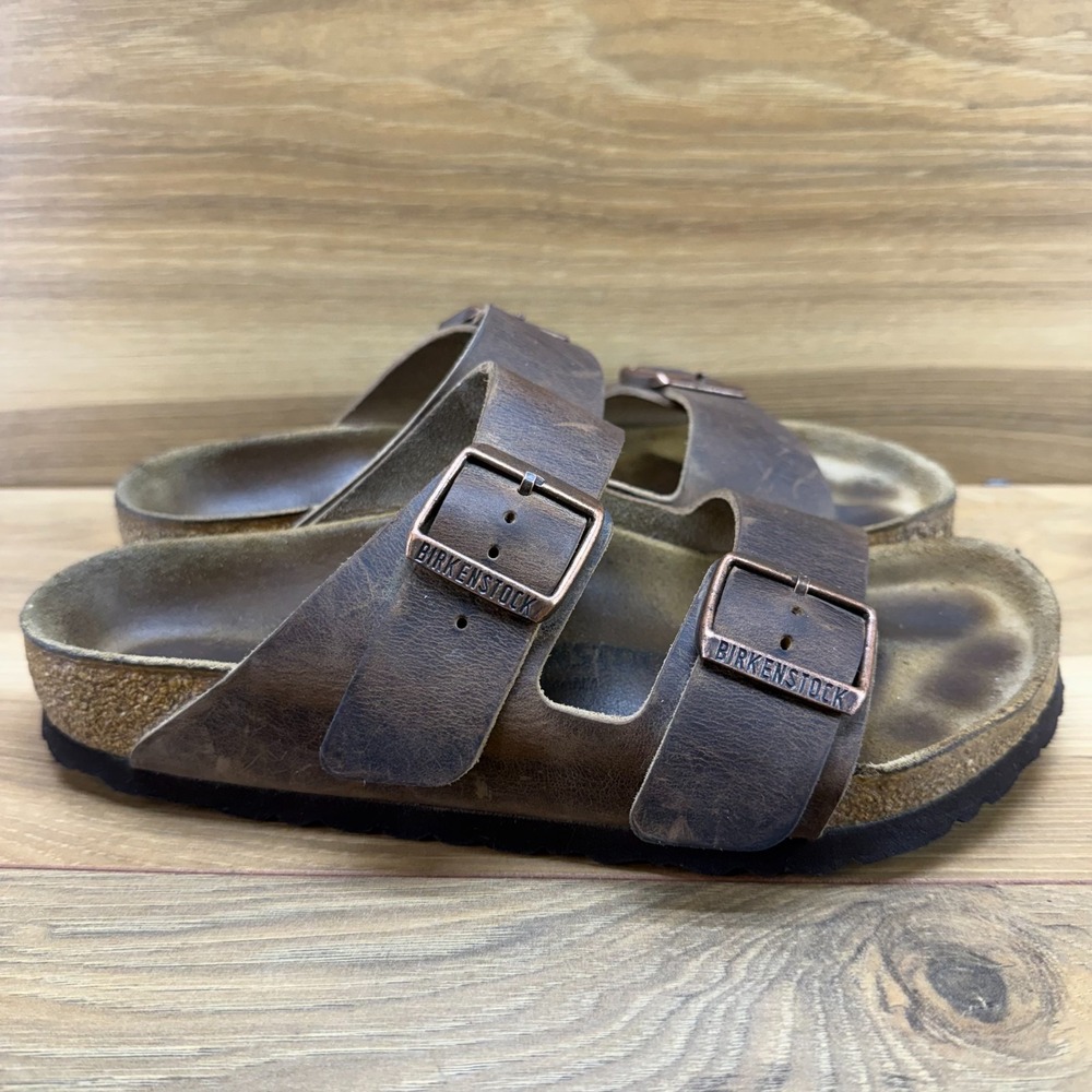 Birkenstock Arizona Sandals Brown Oiled Womens 6 W EU 37 Travel Casual Leather